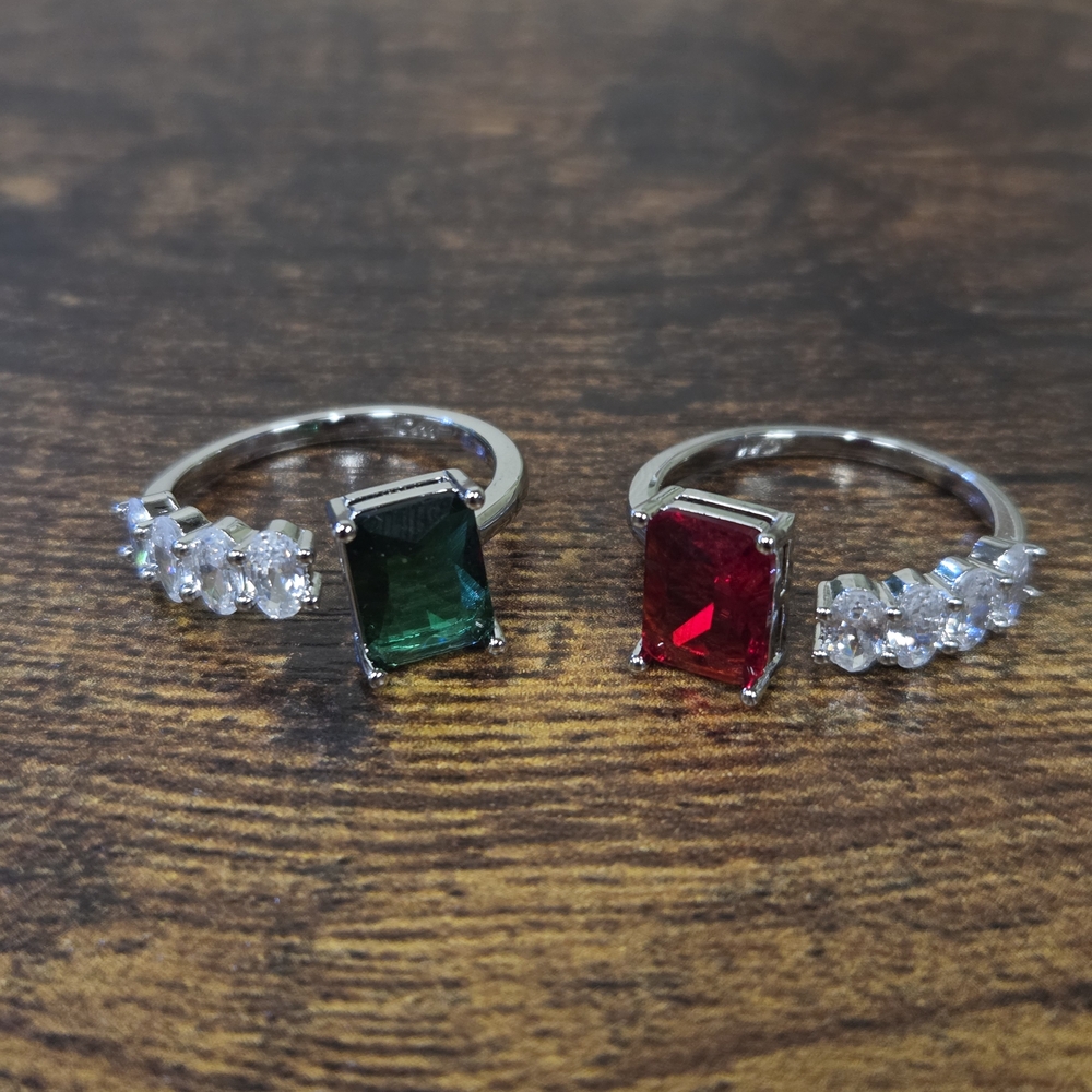 White Gold Plated Adjustable Rings Set of 2